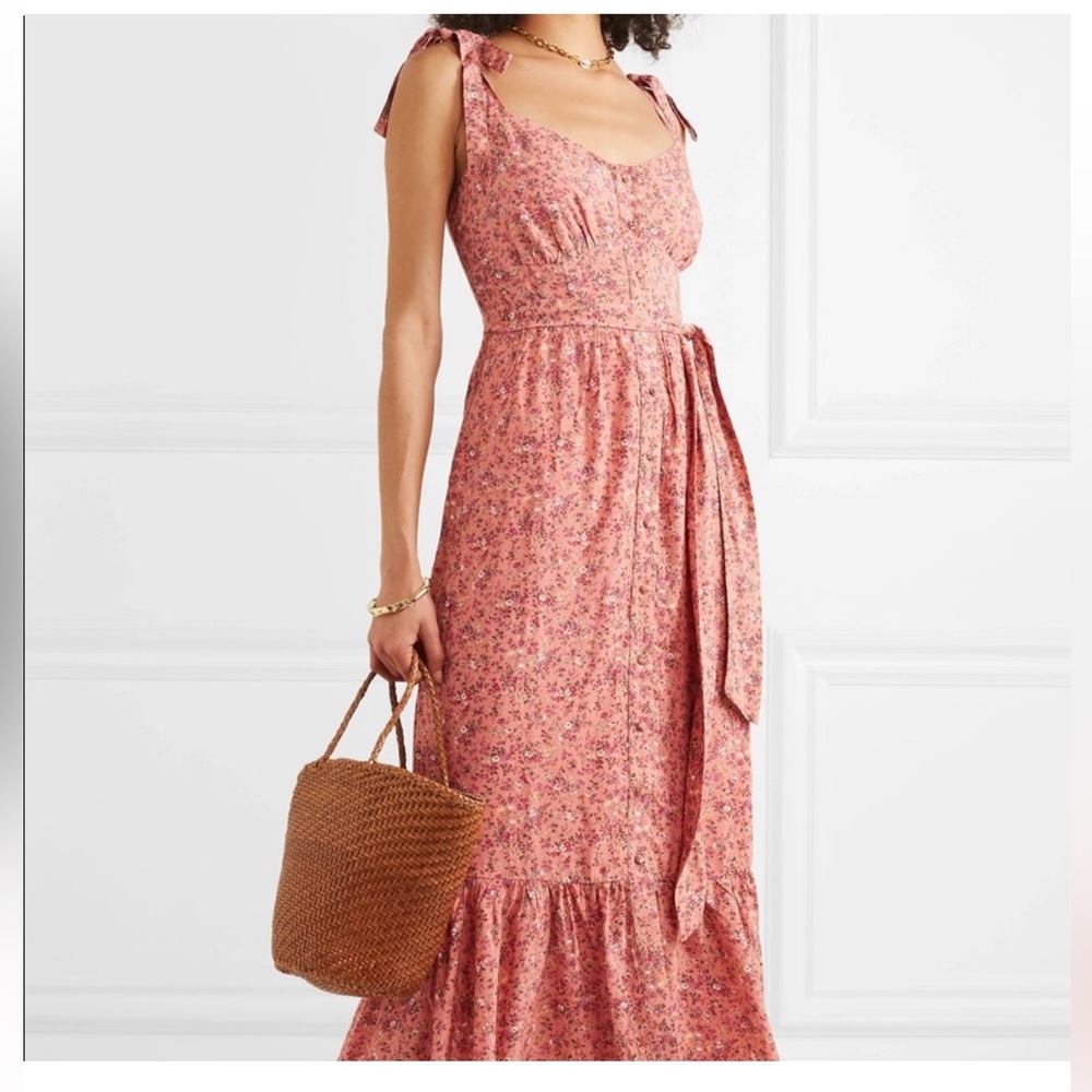 J.Crew Button-Front Midi Floral Ruffle Hem Dress, Size 6